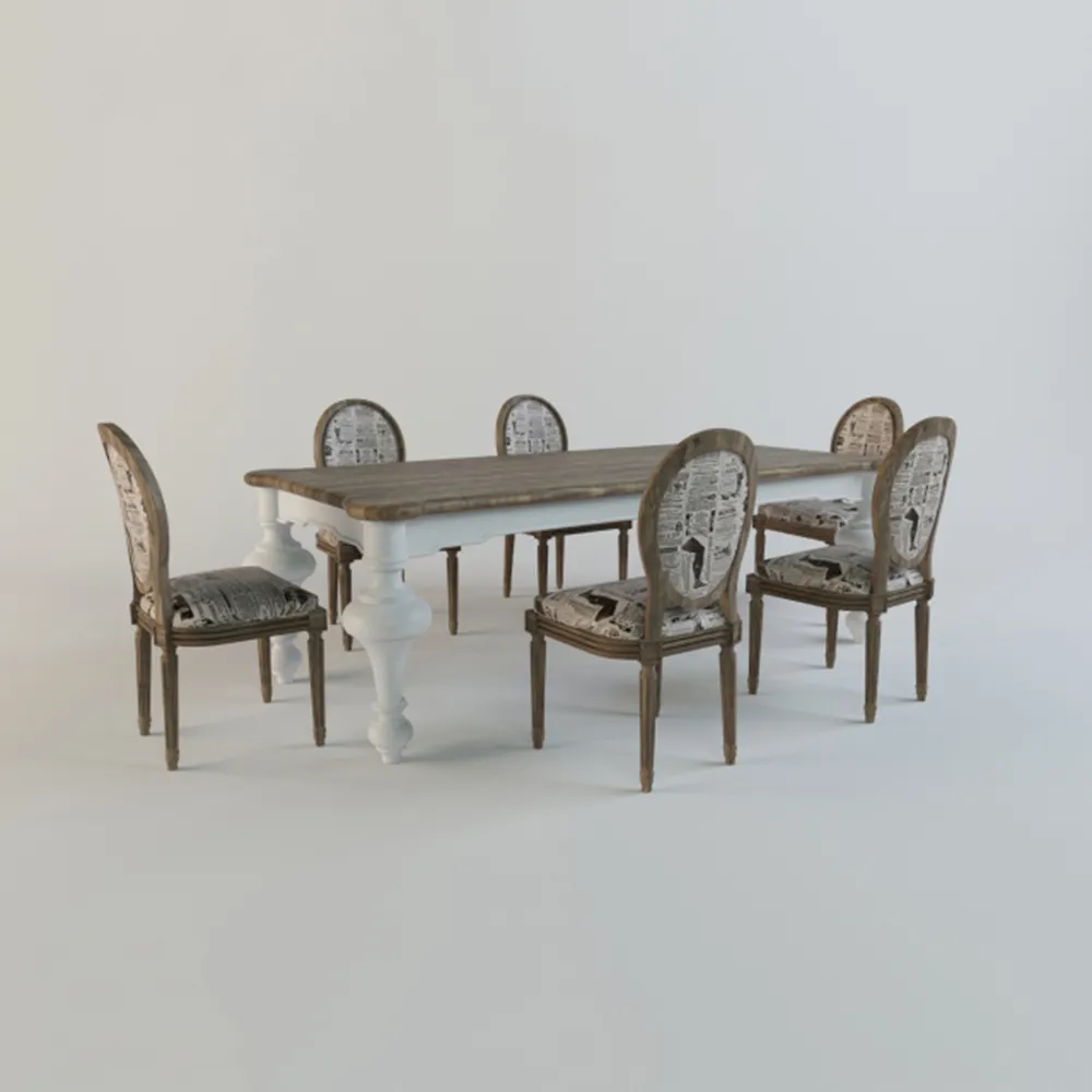 furniture – Set Table and Chairs Dialma Brown 3D Model