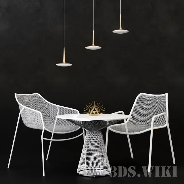 furniture – Set – table chair and ceiling lamp 3D Model
