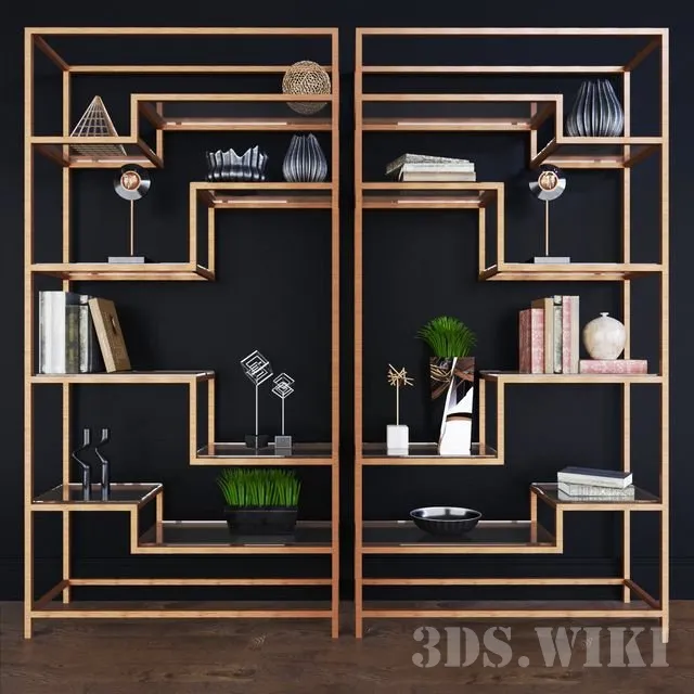 furniture – Shelf with decorative set 3D Model furniture – Shelf with decorative set 3D Model