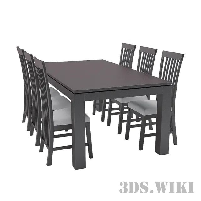 furniture – Sicily dining table with chairs 3D Model