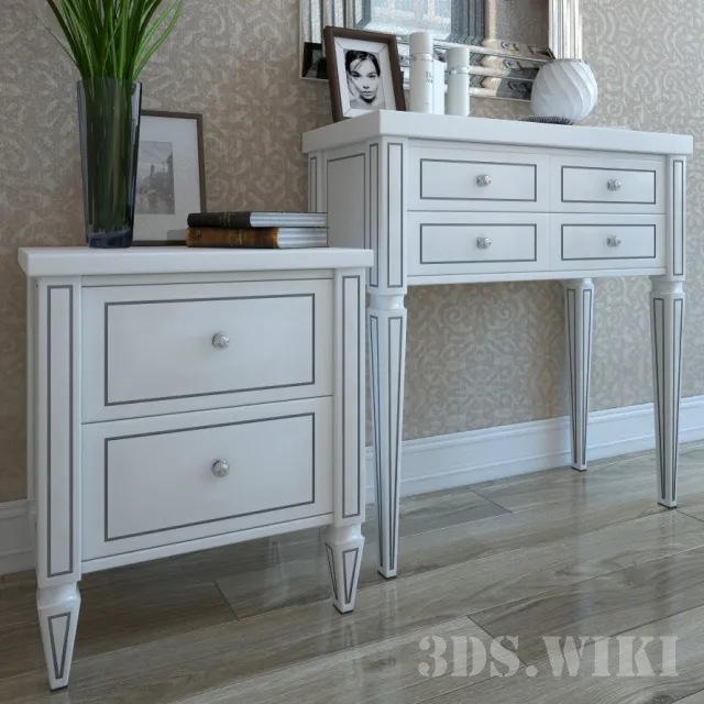 furniture – Sideboard and chest of drawers with decorative set 3D Model