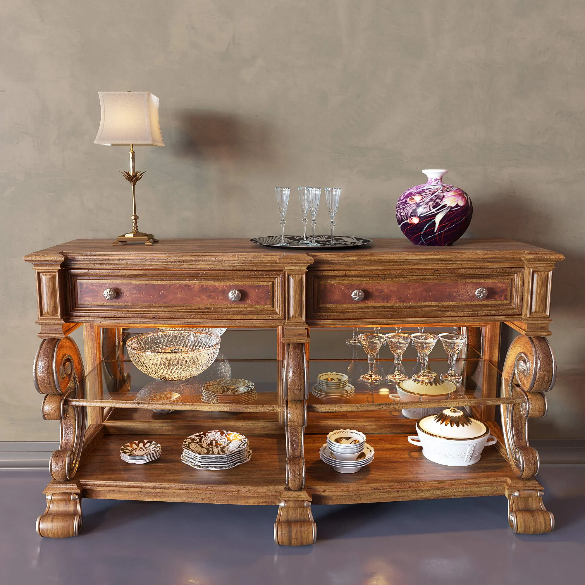 furniture – Sideboard for kitchen with table lamp 01 3D Model furniture – Sideboard for kitchen with table lamp 01 3D Model