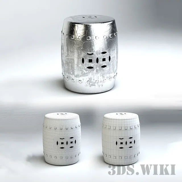 furniture – Silver ceramic chair 3D Model