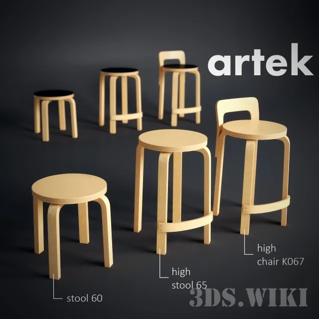 furniture – Simple and bar stools Artek 3D Model