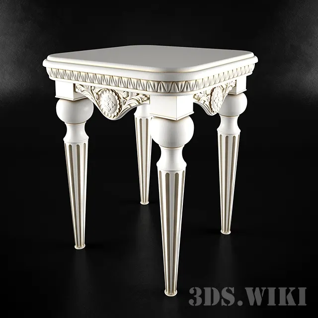 furniture – Small white classic table 3D Model