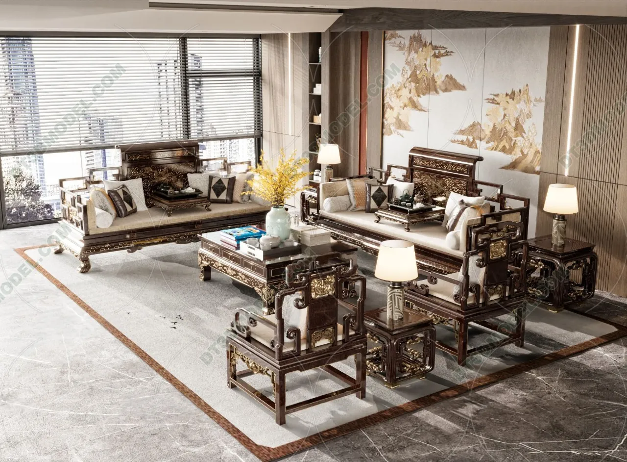 FURNITURE – SOFA – 3D Model For Interior Design – 11196