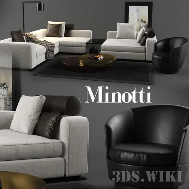 furniture – Sofa armchair table by Minotti 3D Model