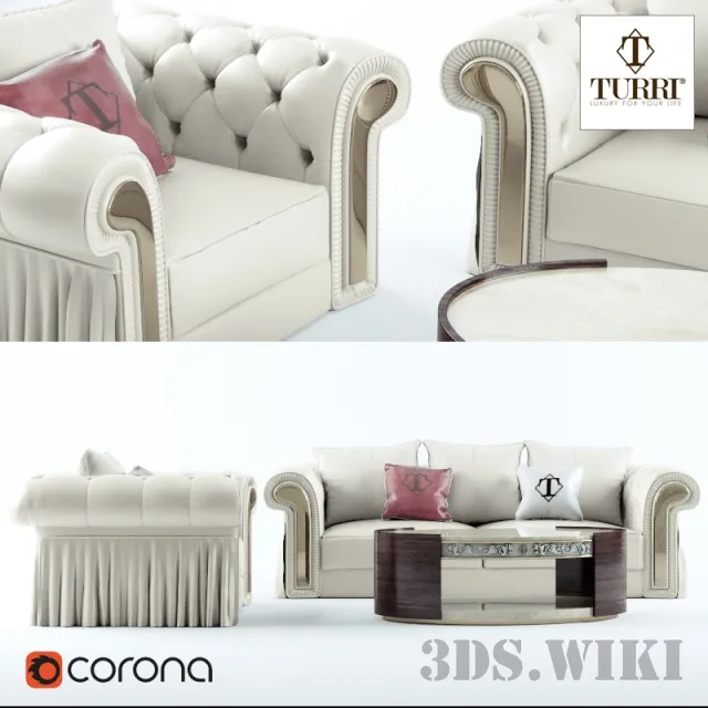 furniture – Sofa chair coffee table Turri Couture 3D Model