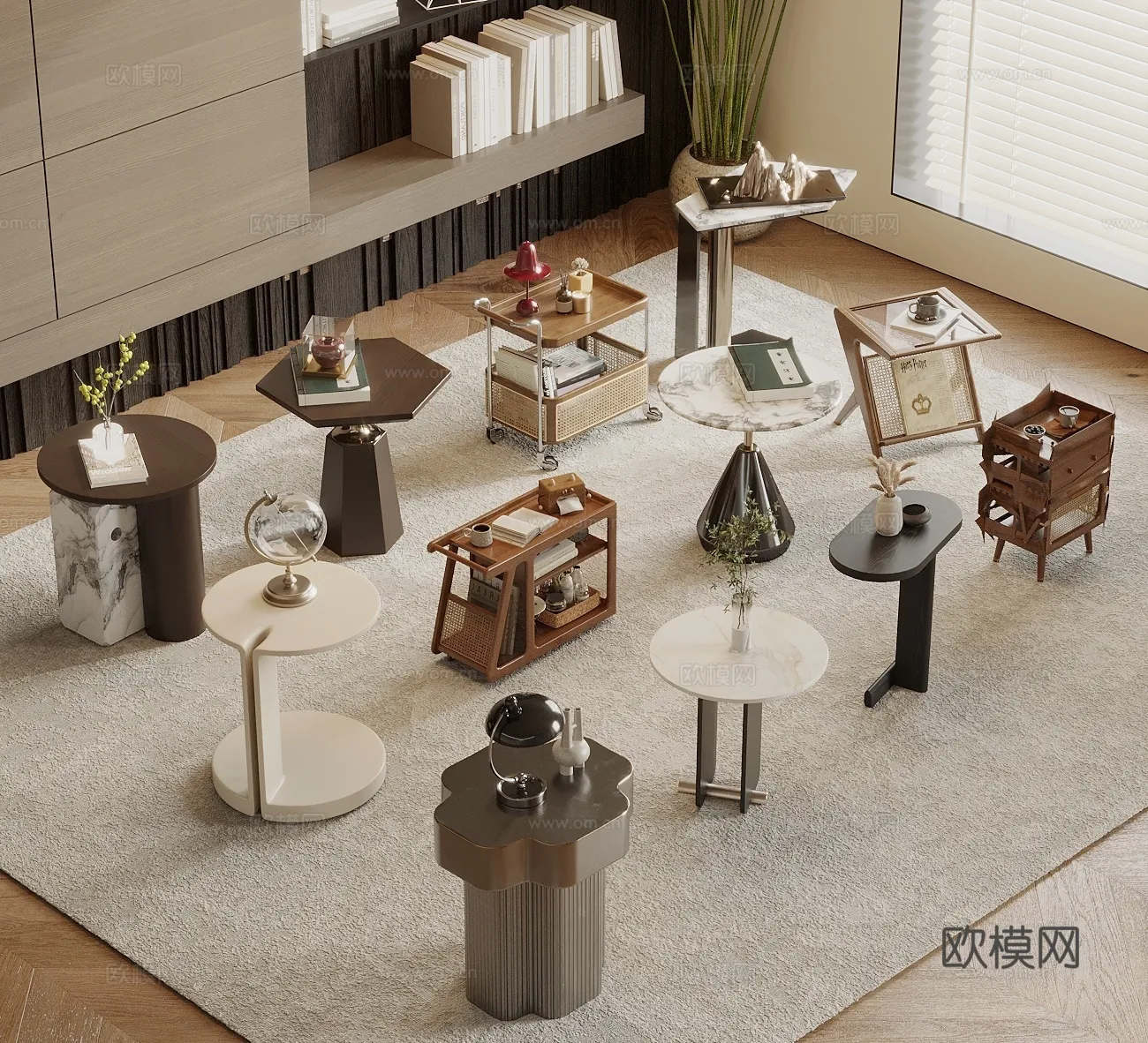 FURNITURE – SOFA TABLE – 3D Model For Interior Design – 351