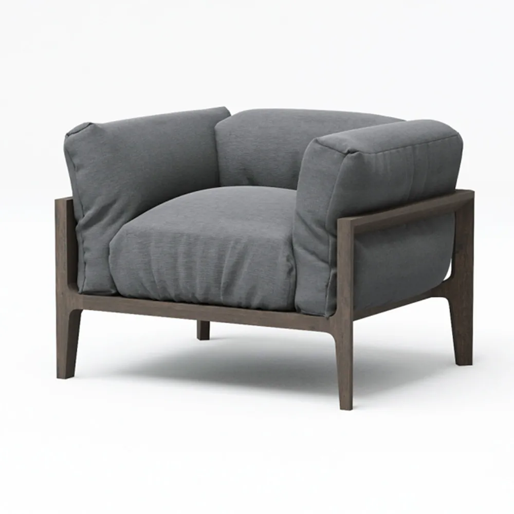 furniture – Soft armchair with a wooden frame 3D Model