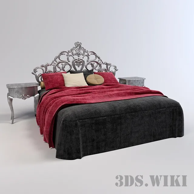 furniture – Soft classic bed with side tables 3D Model