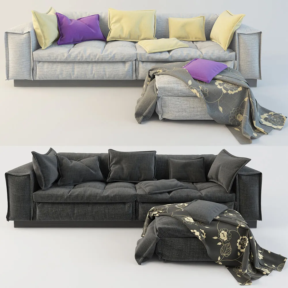 furniture – Soft sofa with ottoman 3D Model