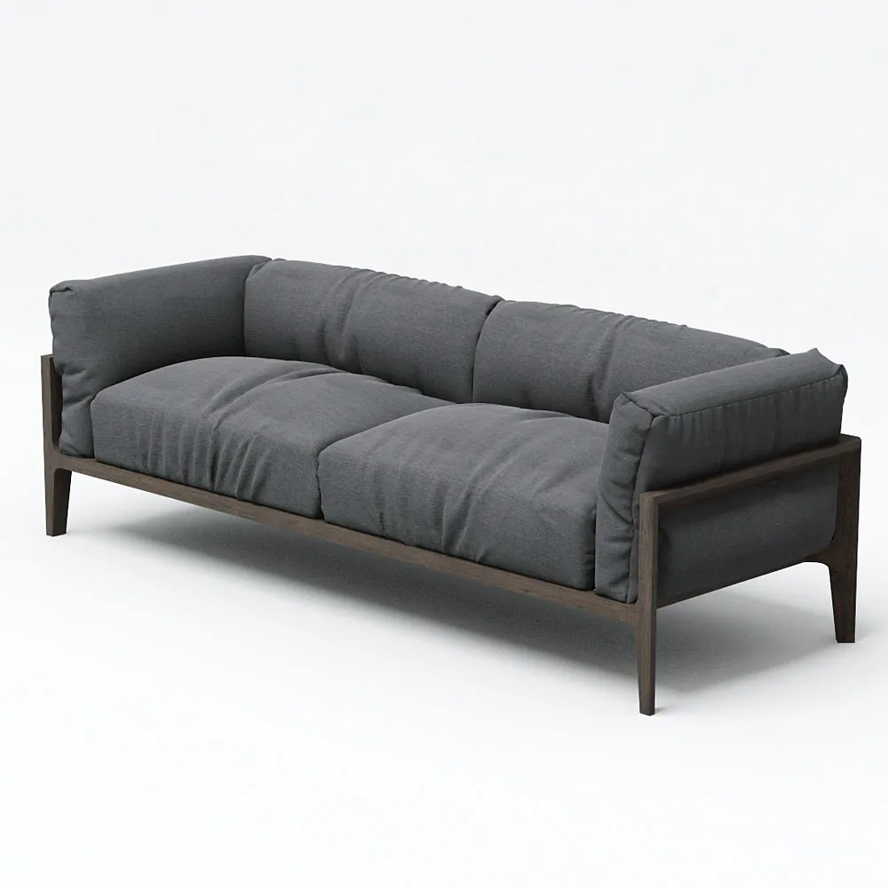 furniture – Soft two-seater sofa with a wooden frame 3D Model