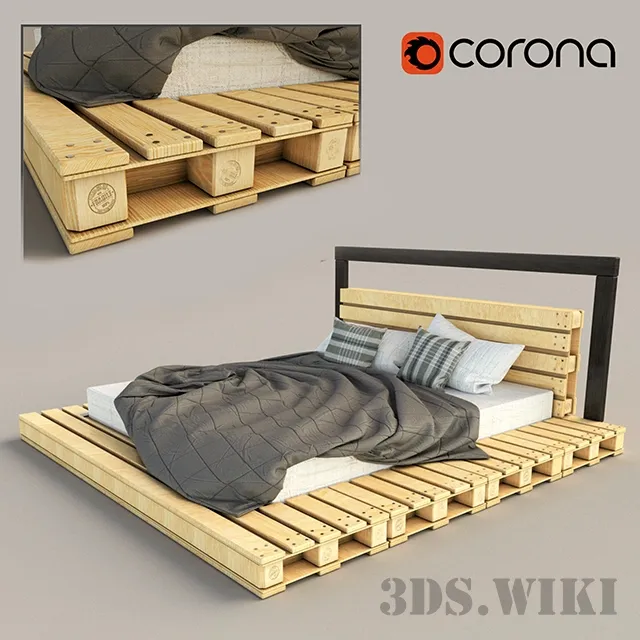 furniture – Solid wood bed 3D Model