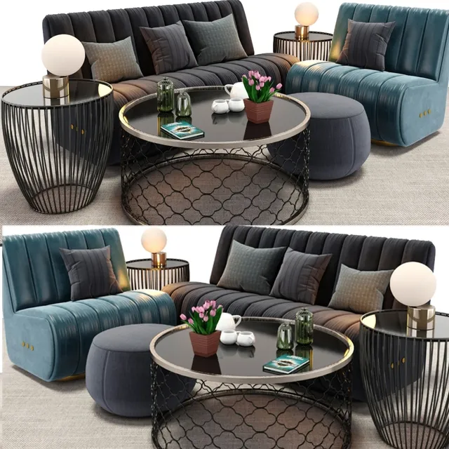 furniture – Sophia sofa and armchair set 3D Model furniture – Sophia sofa and armchair set 3D Model