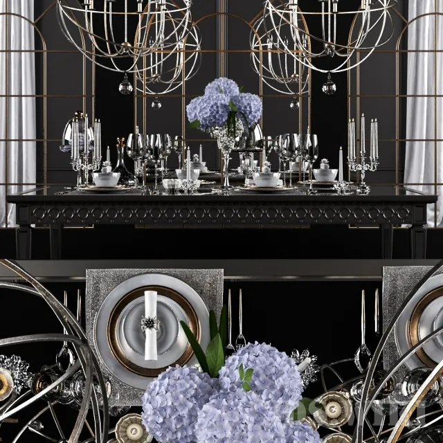 furniture – Sophie Mirrored Dining Table 3D Model