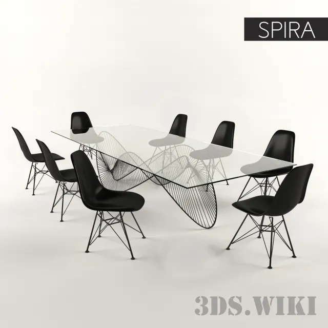 furniture – Spira table and chairs 3D Model