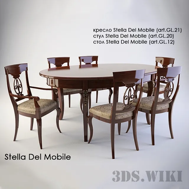 furniture – Stella Del Mobile table and chairs 3D Model furniture – Stella Del Mobile table and chairs 3D Model