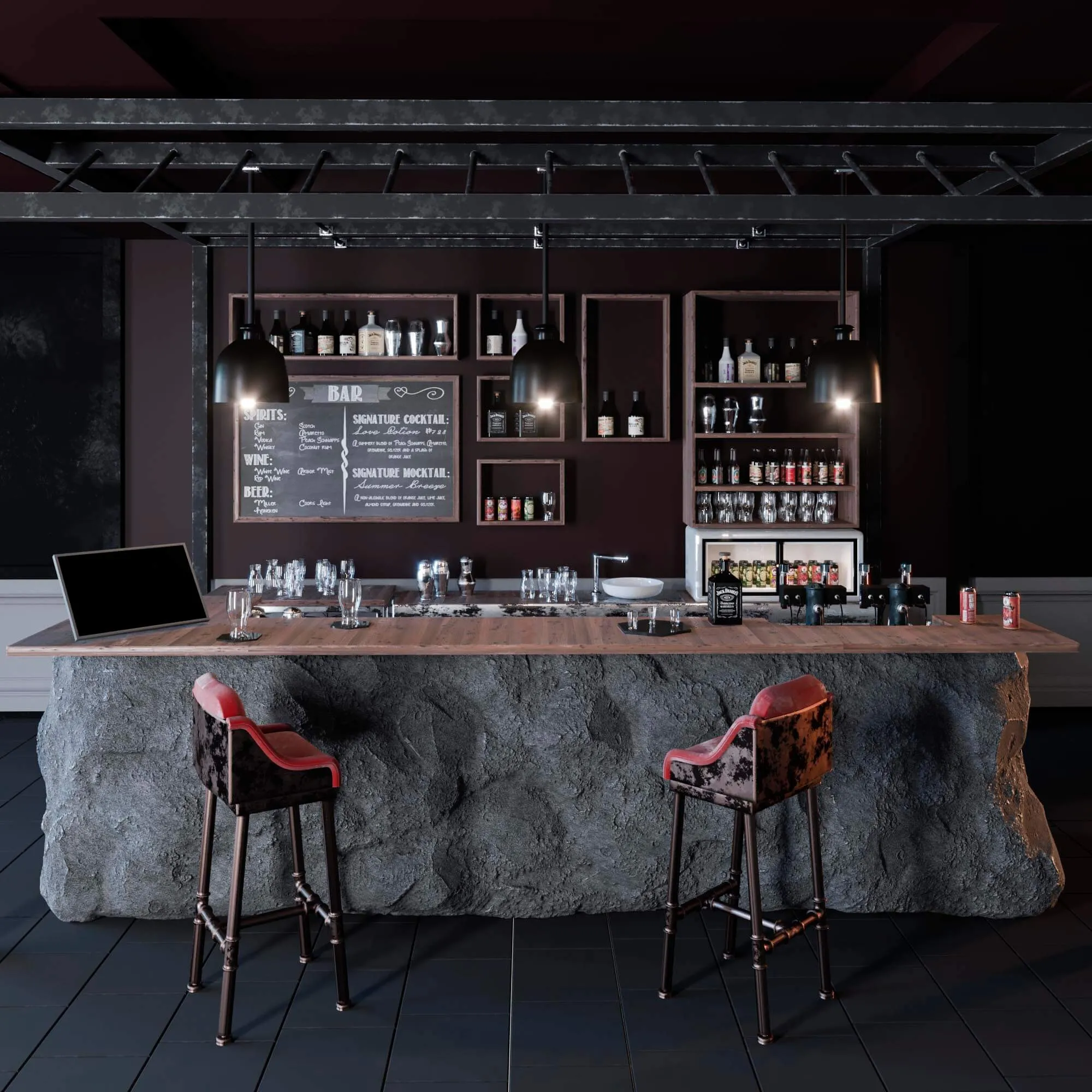 furniture – Stone bar 3D Model