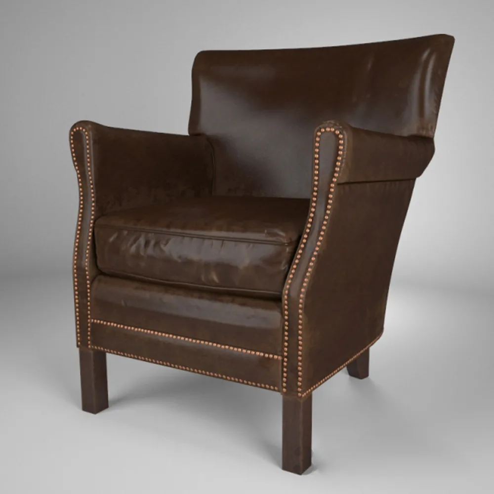 furniture – Stylish armchair in brown leather upholstery 3D Model