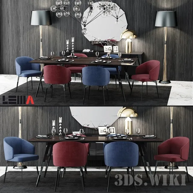 furniture – Table and Chair Lema BEA in the Decor Room 3D Model