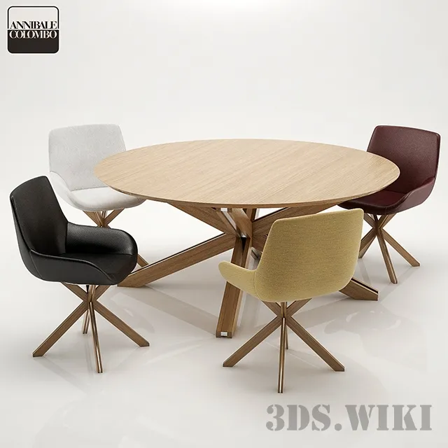 furniture – Table and Chairs Annibale Colombo Lorenzo 3D Model