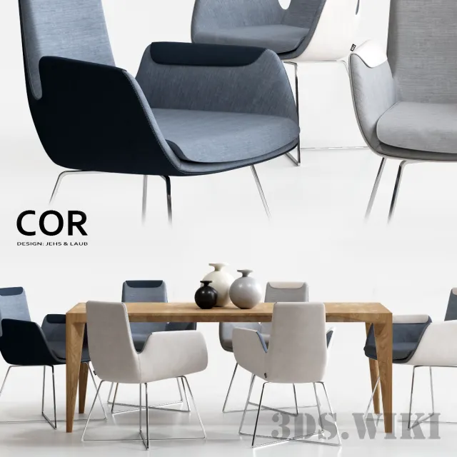 furniture – Table and Chairs – COR Cordia Stuhl and Delta Tisch Table 3D Model