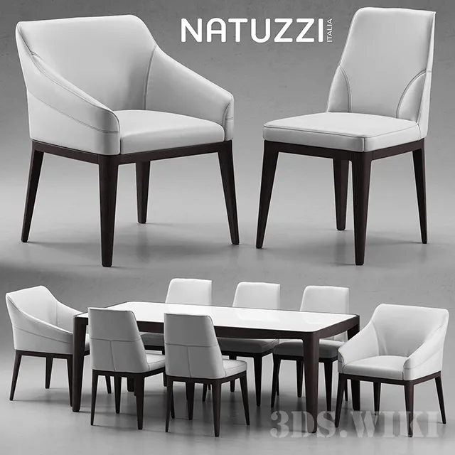 furniture – Table and chairs Natuzzi minerva Saturno Vesta 3D Model
