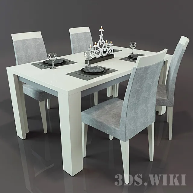 furniture – Table and Chairs Perfecta Diamond Ivory 3D Model