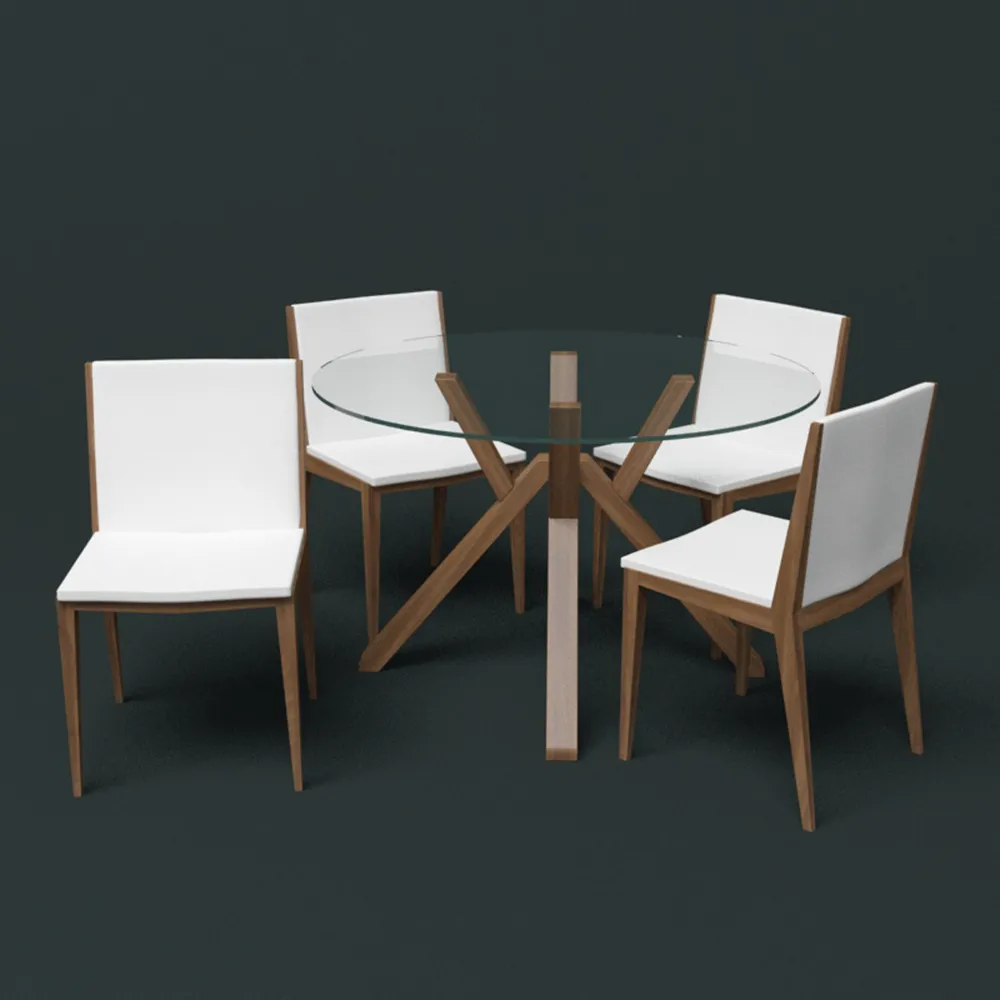 furniture – Table and chairs with glass insert 3D Model