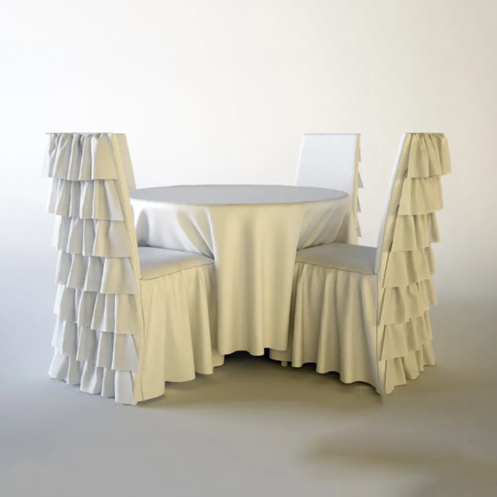 furniture – Table + chairs with covers 3D Model