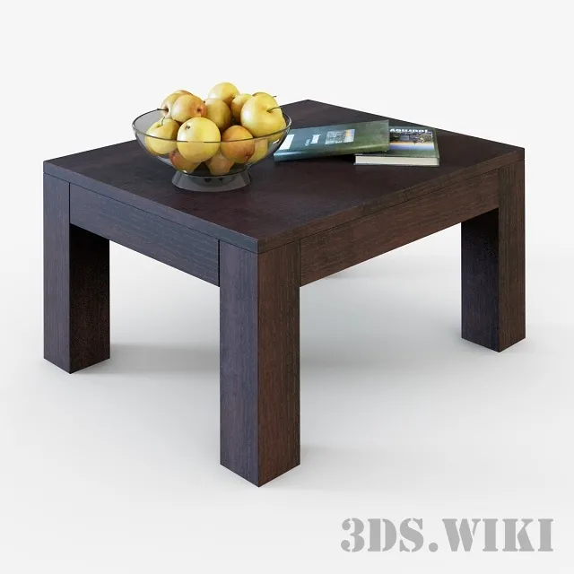 furniture – Table with apples and books 3D Model