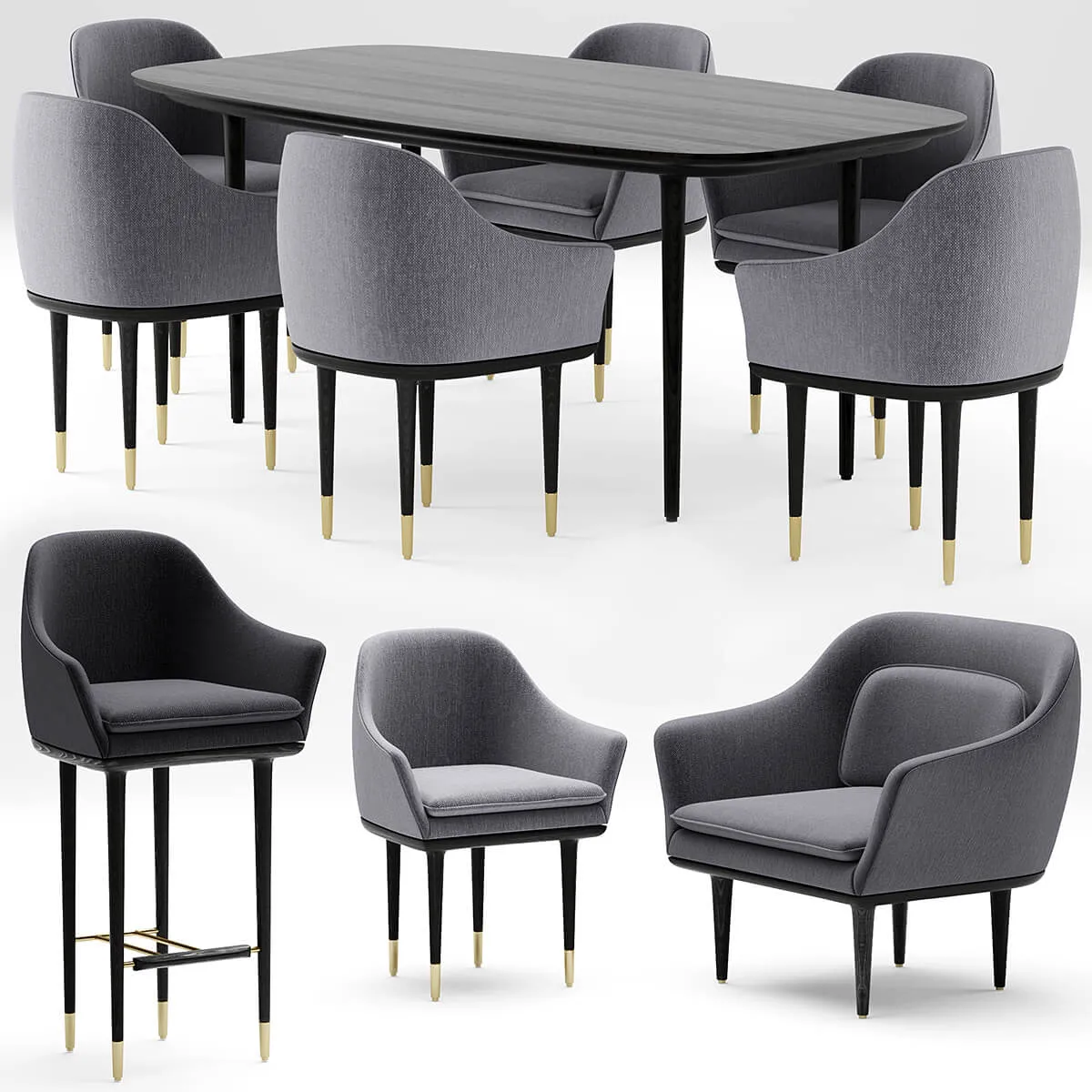 furniture – Table with armchairs 010 3D Model