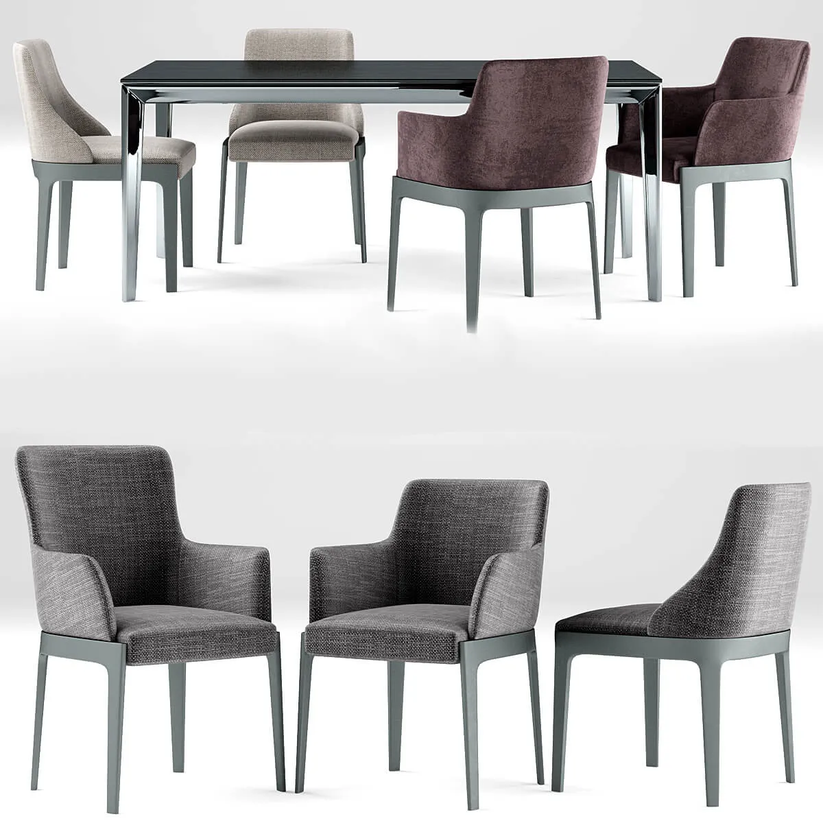 furniture – Table with armchairs 012 3D Model