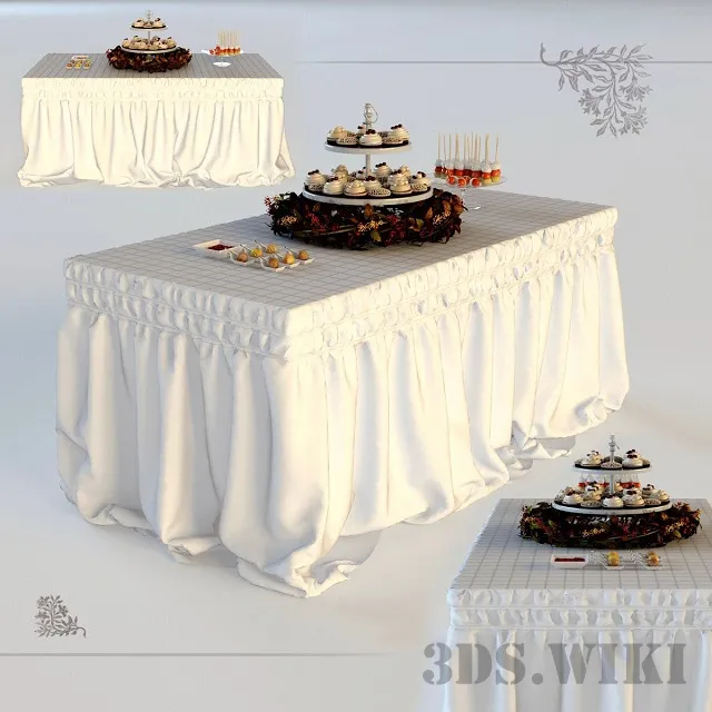 furniture – Table with tablecloth 3D Model