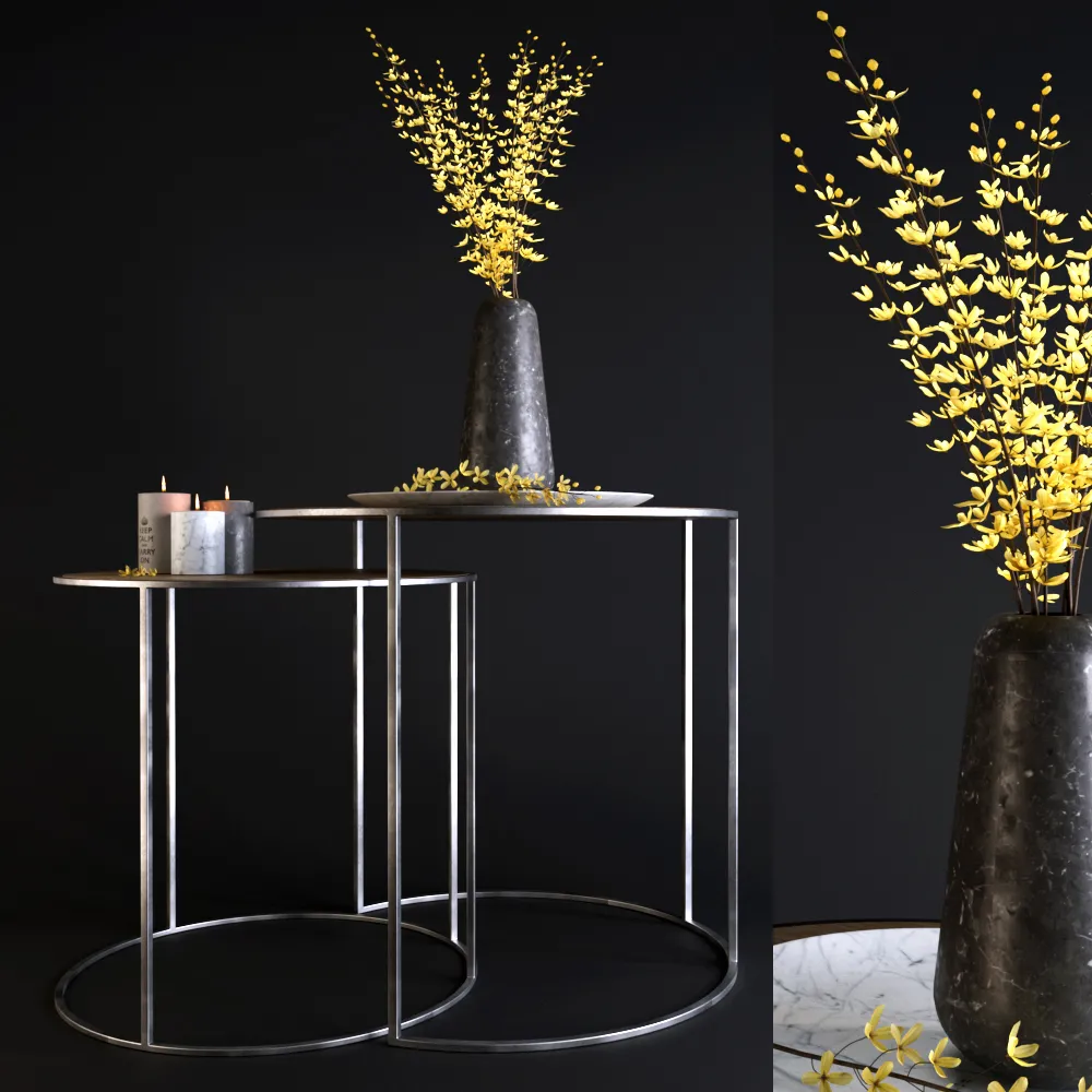 furniture – Tables with yellow flowers 16 3D Model