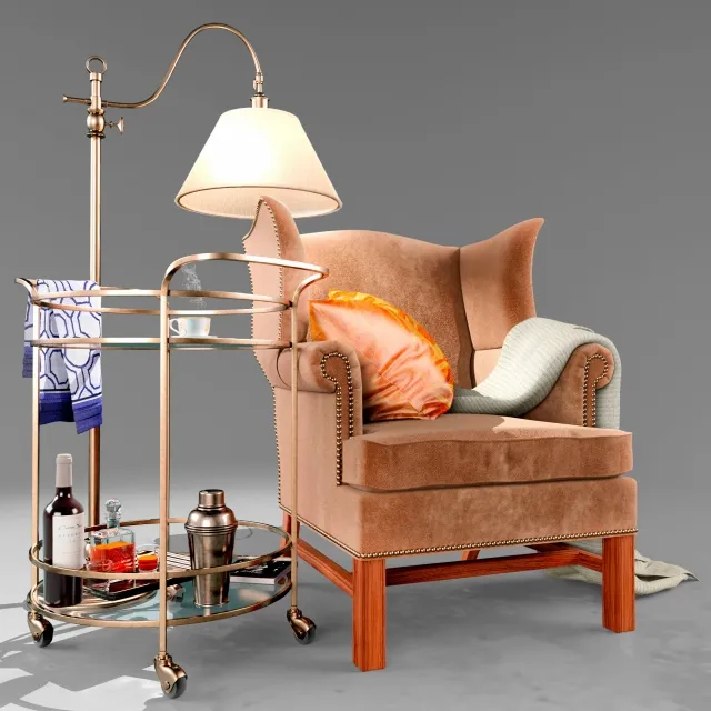 furniture – THATCHER UPHOLSTERED WINGBACK CHAIR 3D Model