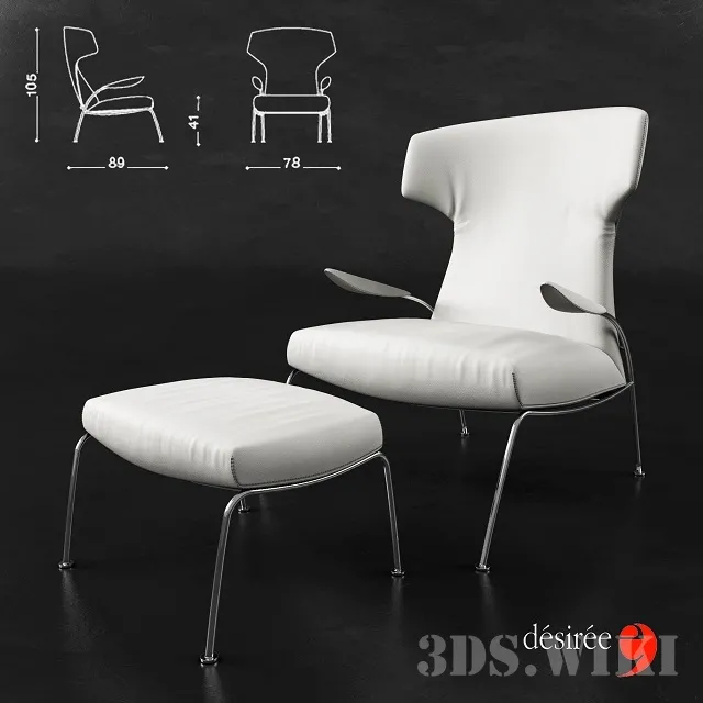furniture – Tify armchair and side stool De Siree factory 3D Model