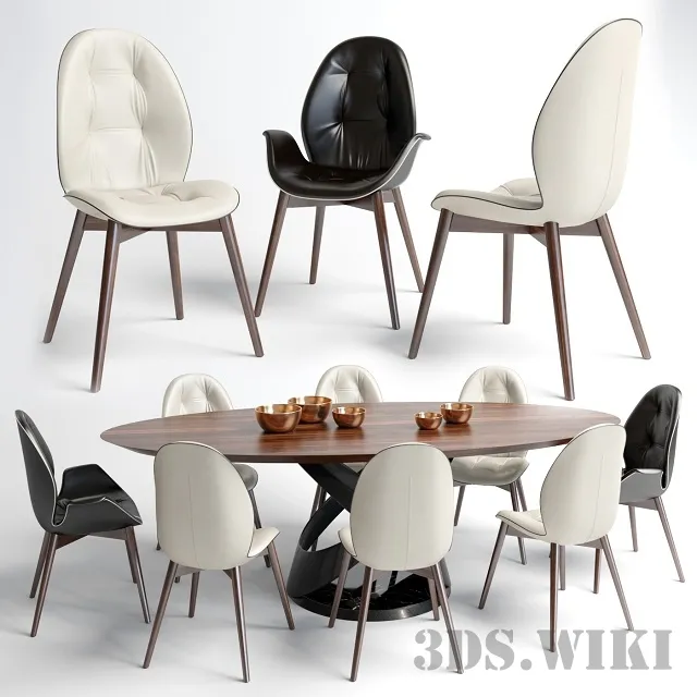 furniture – Tonin Casa Sorrento Chair and Table 3D Model