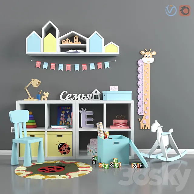 Furniture toys and decor for a children’s room 3D Model