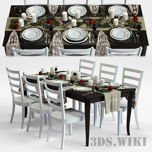 furniture – Traditional festive dining set 3D Model