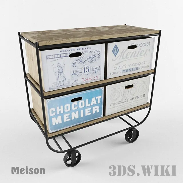 furniture – Tray with wheels Mason 3D Model