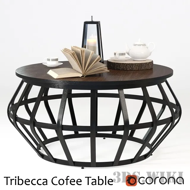 furniture – Tribeca coffee table with decors 3D Model