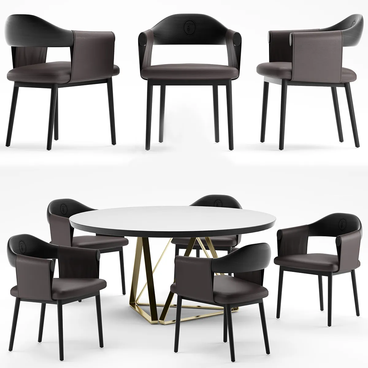 furniture – Trussardi Casa Larzia table with chairs 07 3D Model