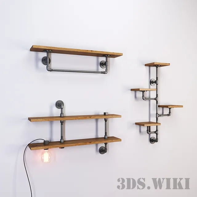 furniture – Tube shelves with lamp 3D Model furniture – Tube shelves with lamp 3D Model