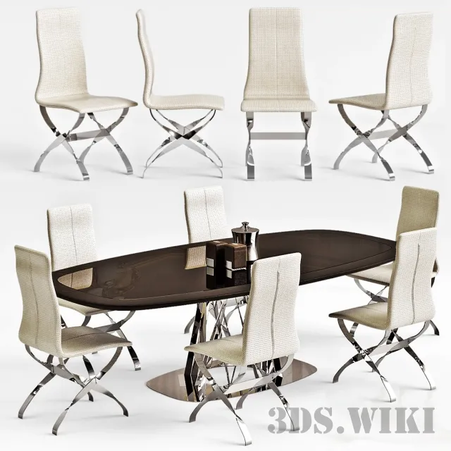 furniture – Visionnaire Dakar table and Visionnaire Spider chairs 3D Model furniture – Visionnaire Dakar table and Visionnaire Spider chairs 3D Model