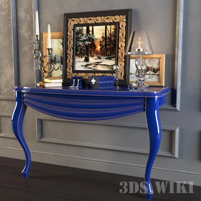 furniture – Wall table with decorative fence 3D Model
