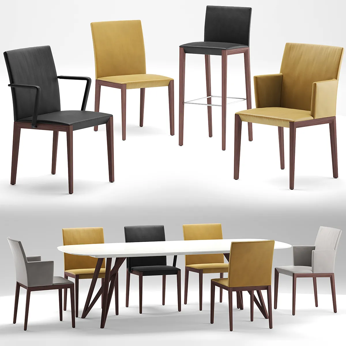 furniture – Walter Andoo table with chairs 42 3D Model