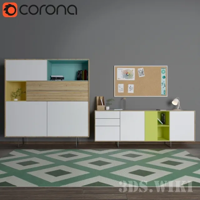 furniture – Wardrobe chest of drawers and decorative set 3D Model