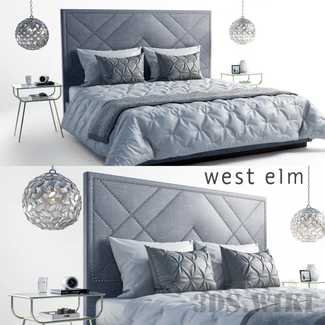 furniture – West Elm Bed and Kaia Frosted Beads 3D Model furniture – West Elm Bed and Kaia Frosted Beads 3D Model